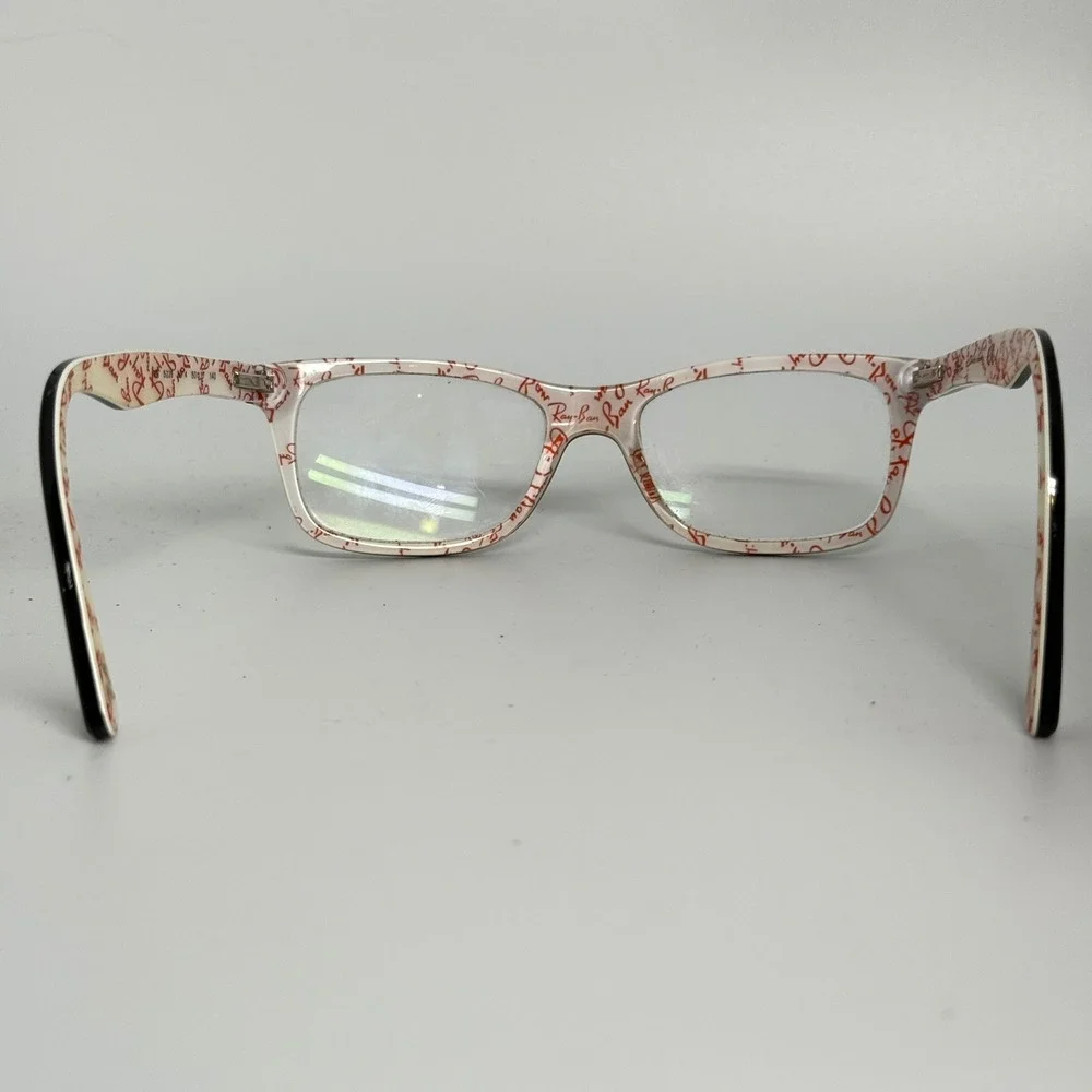 Ray-Ban RB 5228 5014 Black Red Script Logo Eyeglass Frames 50-17-140